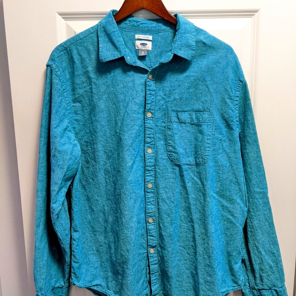 Teal/green Old Navy Button Up Linen Shirt XL